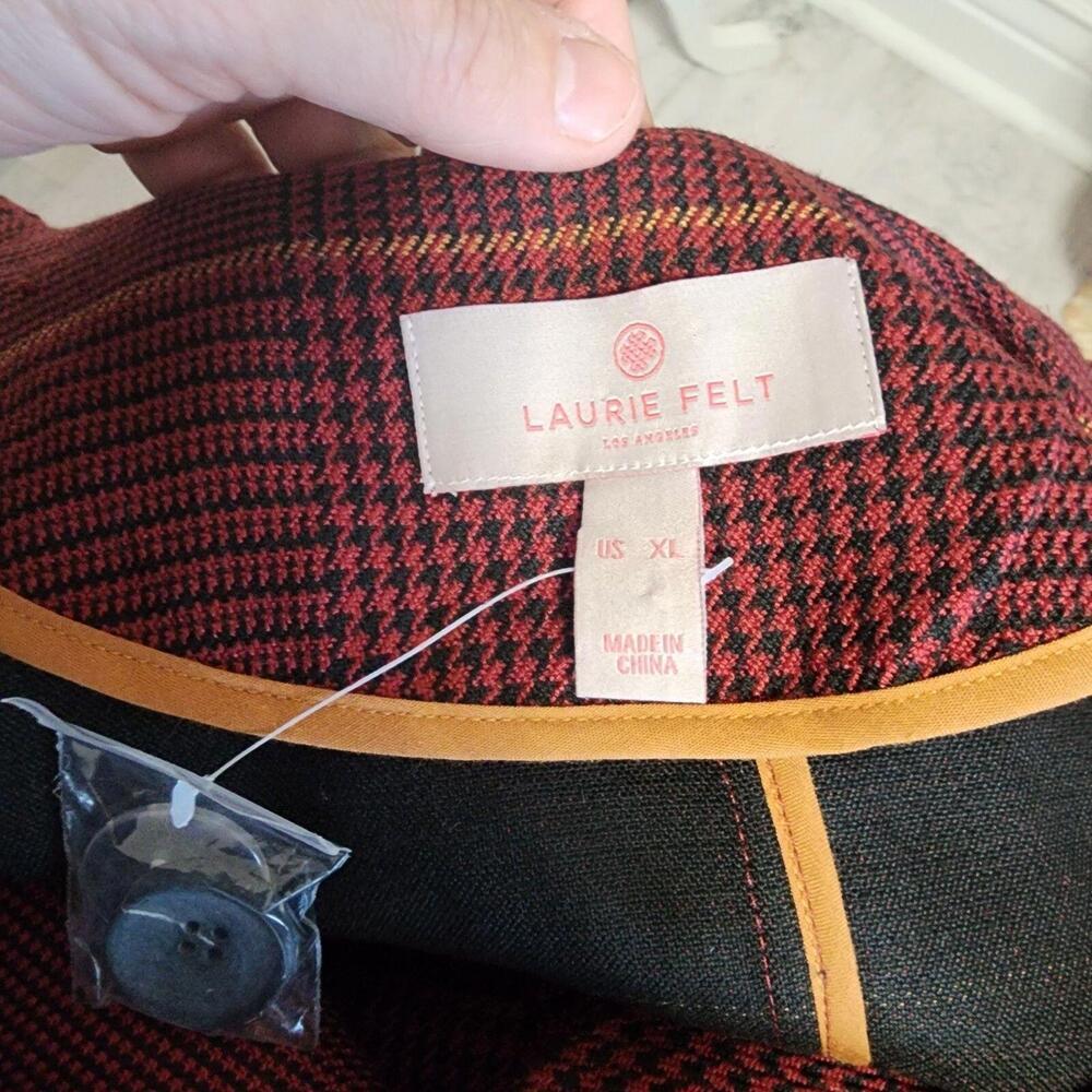 NWT Laurie Felt Zoe Plaid Wrap Coat Burgundy Plaid JACKET BLAZER XL - Picture 9 of 9